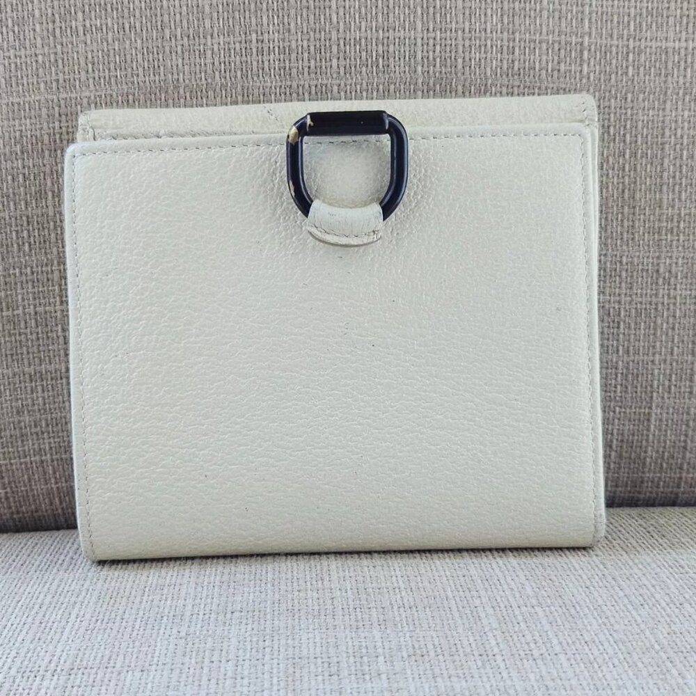 Gucci Cardholder Wallet Bifold Off White Genuine Leather Purse Made in Italy
